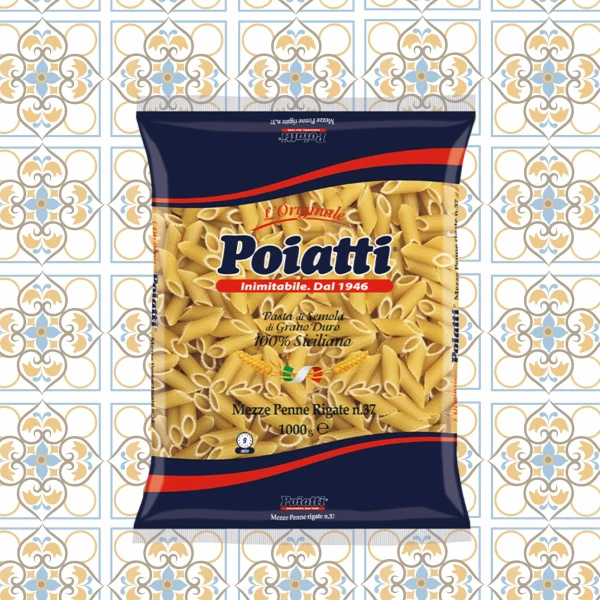 Pasta di Semola di grano duro Siciliano Mezze penne rigate POIATTI